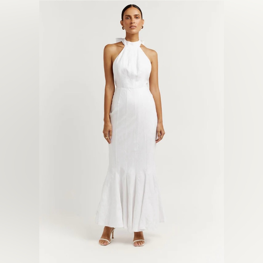 NWT White Linen Halter Dress
